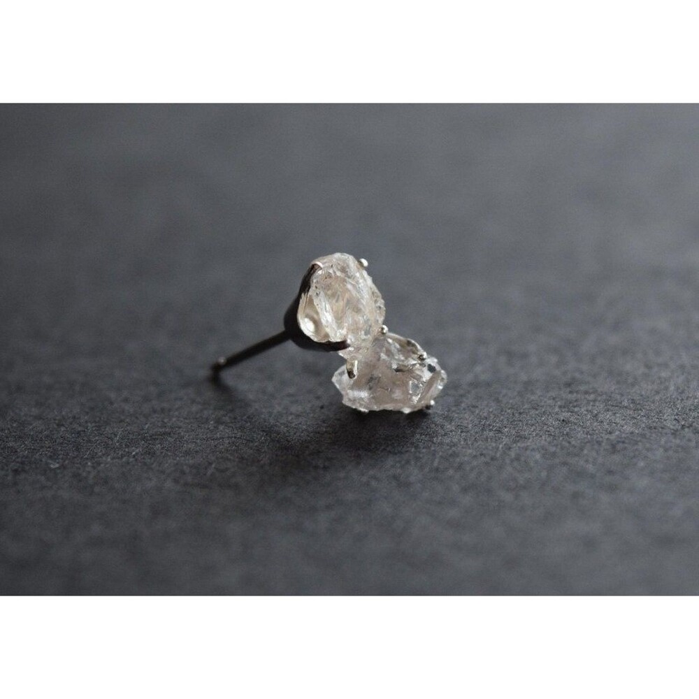 Raw Lake County Diamond Stud Earrings, Sterling Silver